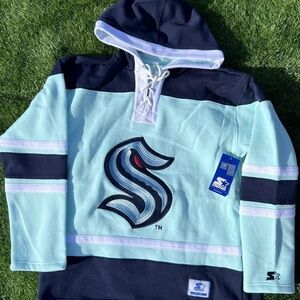 M-XXL Starter X GIII Seattle Kraken NHL Lace Up Relaxed Fit Hoodie $140